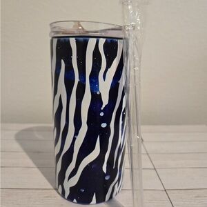 Zebra Print Tumbler with Straw